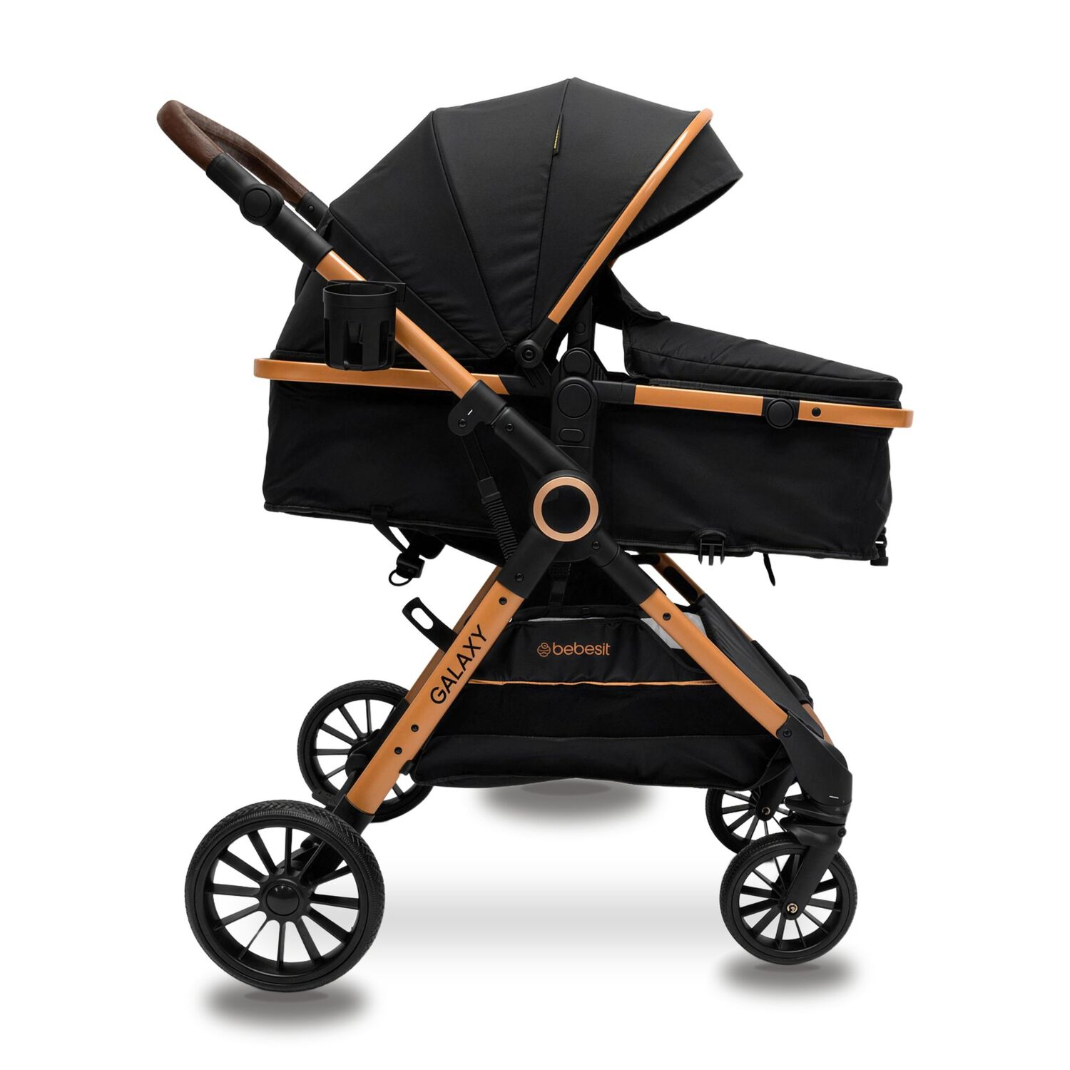 Coche Cuna Travel System Galaxy Isofix Gold Negro image number 4.0